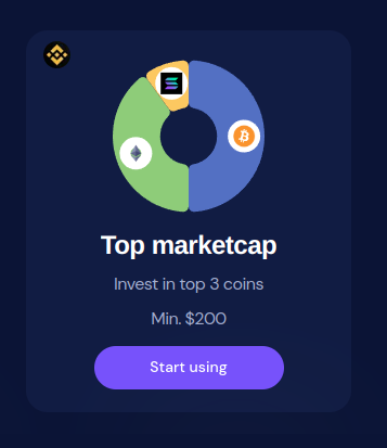 An example of a crypto basket with the top 3 cryptocurrencies by market capitalization